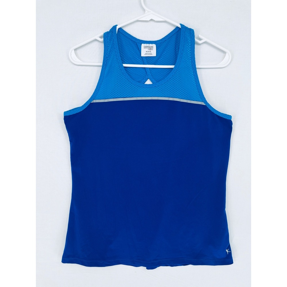 Danskin Now Womens Blue Mesh Racerback Activewear Tank Top Size M 8-10 DNL37060